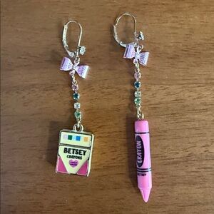 NWOT Betsey Johnson Pink and Gold Crayon Earrings